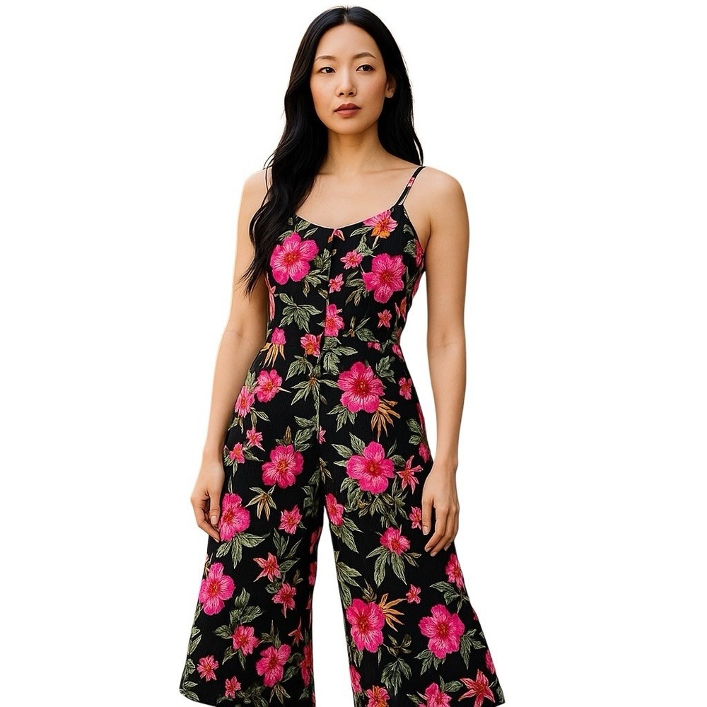 Umgee Black Floral Jumper Large Boho Cottagecore Beachy